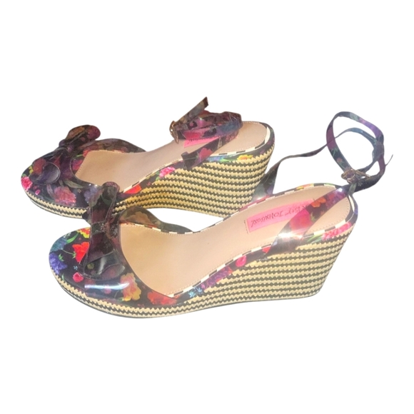 Betsy Johnson Elektra Floral Wedge Espadrille BowWomen's  Sandals Sz 9 - Picture 4 of 8